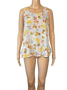 Philosophy Women's Blouse Size PS Floral Sleeveless Ruffle Round Neck Flowy